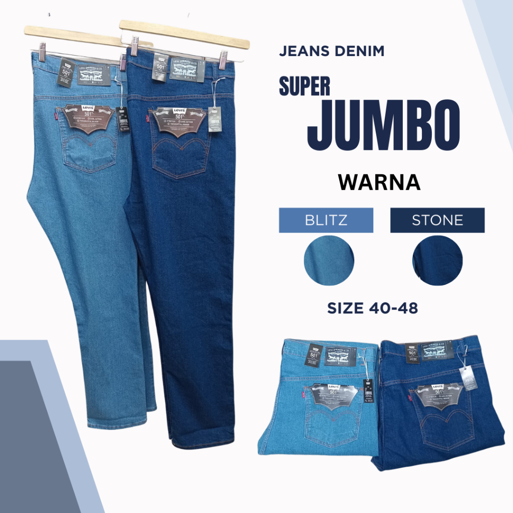 Celana Jeans Stretch Pria Stone Jumbo