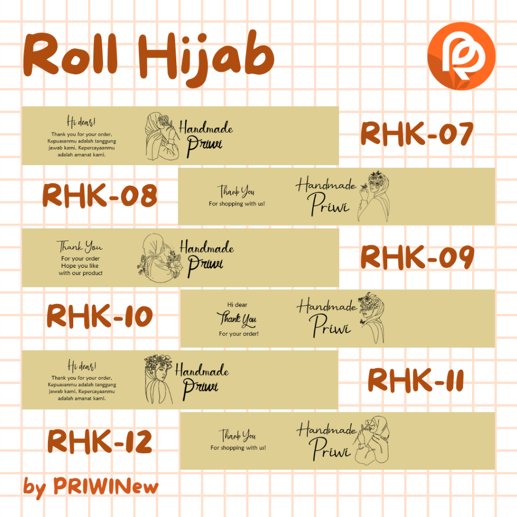ROLL HIJAB KERTAS KRAFT LABEL PENGIKAT PEREKAT KERUDUNG PAPERBELT CUSTOM