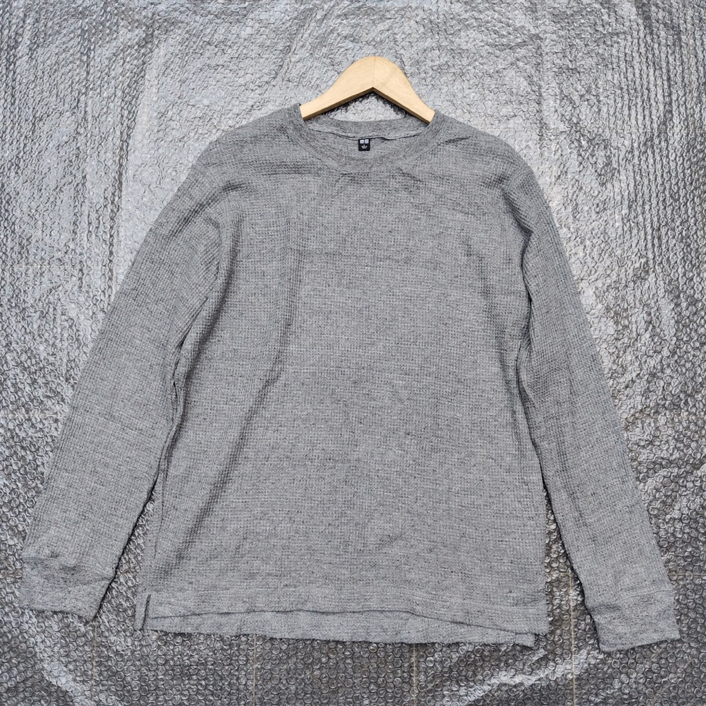 waffle Uniqlo kaos Uniqlo Rajut lengan panjang Tshirt Uniqlo Waffle long sleeve