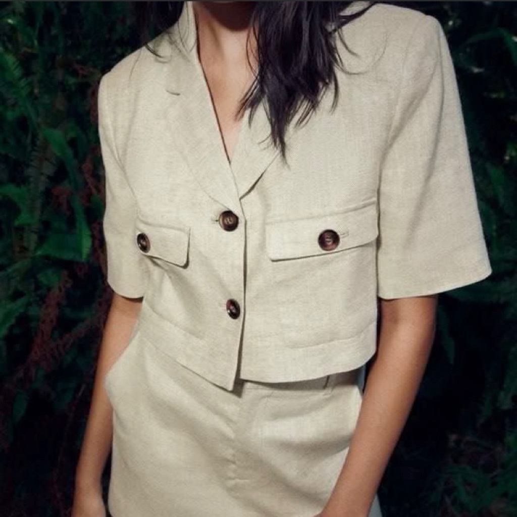 Zara Short Sleeve Crop Blazer