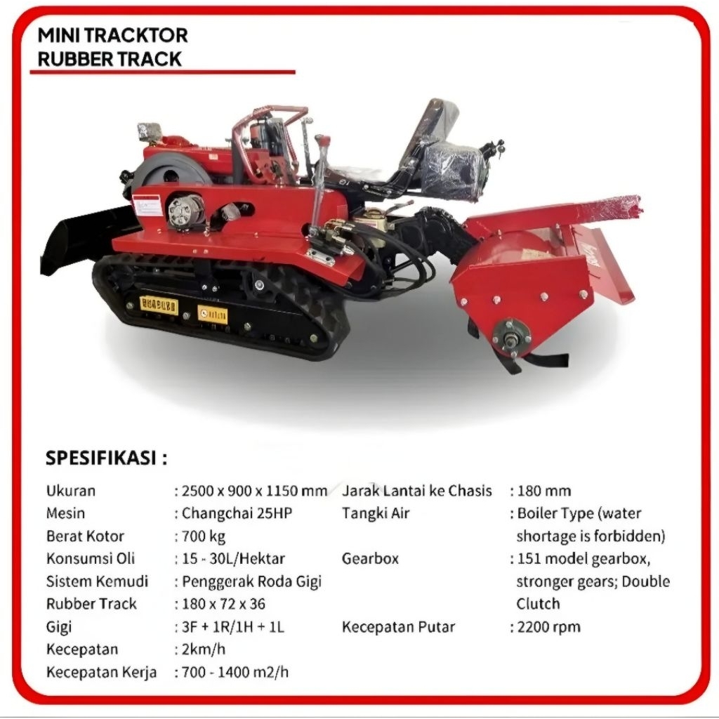 Mini Traktor Rubber Track 25 HP Traktor Mini Bajak Tanah Sawah Kebun Pertanian
