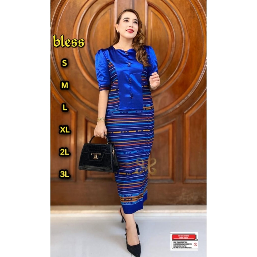 Stelan Katun Ulos Mangiring Rok Panjang dan Rok 7/8 Kombinasi Toyobo