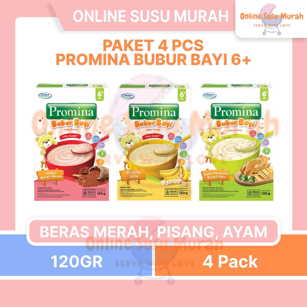 PROMINA PAKET 4 PCS BUBUR BAYI 6+ 120 GR BUBUR TIM INSTAN BOX 120GR MPASI BAYI PRLA