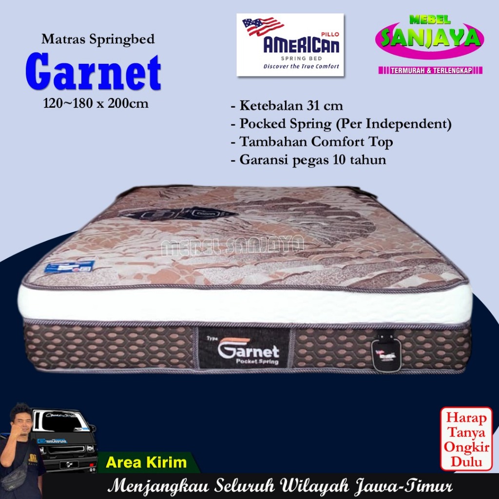 Kasur Springbed American Pillo Plush Top Garnet by American Pillo