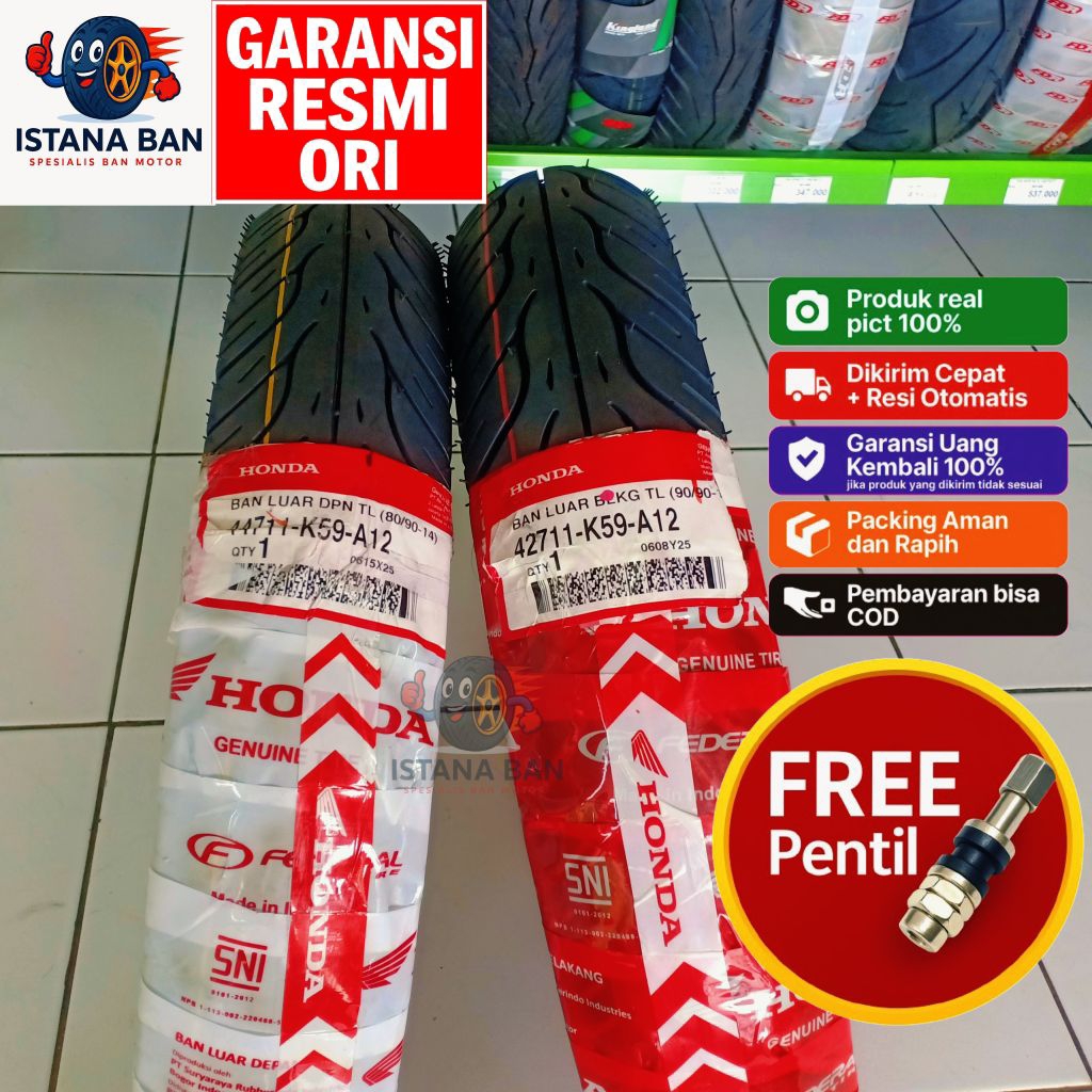 Ban Motor Federal Tubeless Original Ring 14 90/90/14 - 80/90/14 ( Ban Motor Beat,Scopy Old,Genio,Var