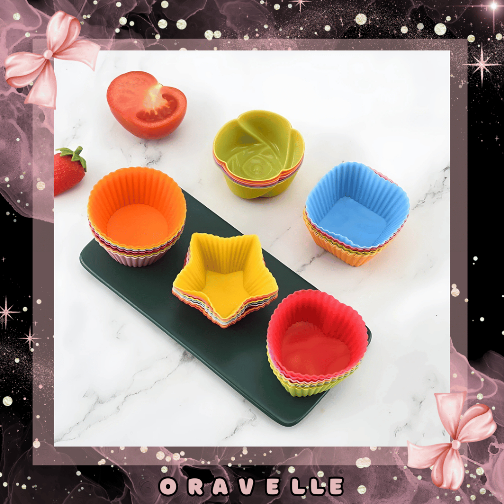 ORAVELLE Cetakan Silikon Muffin  / Kue Cupcake Silikon Bulat / CETAKAN CUPCAKE / CETAKAN PUDING KUE 