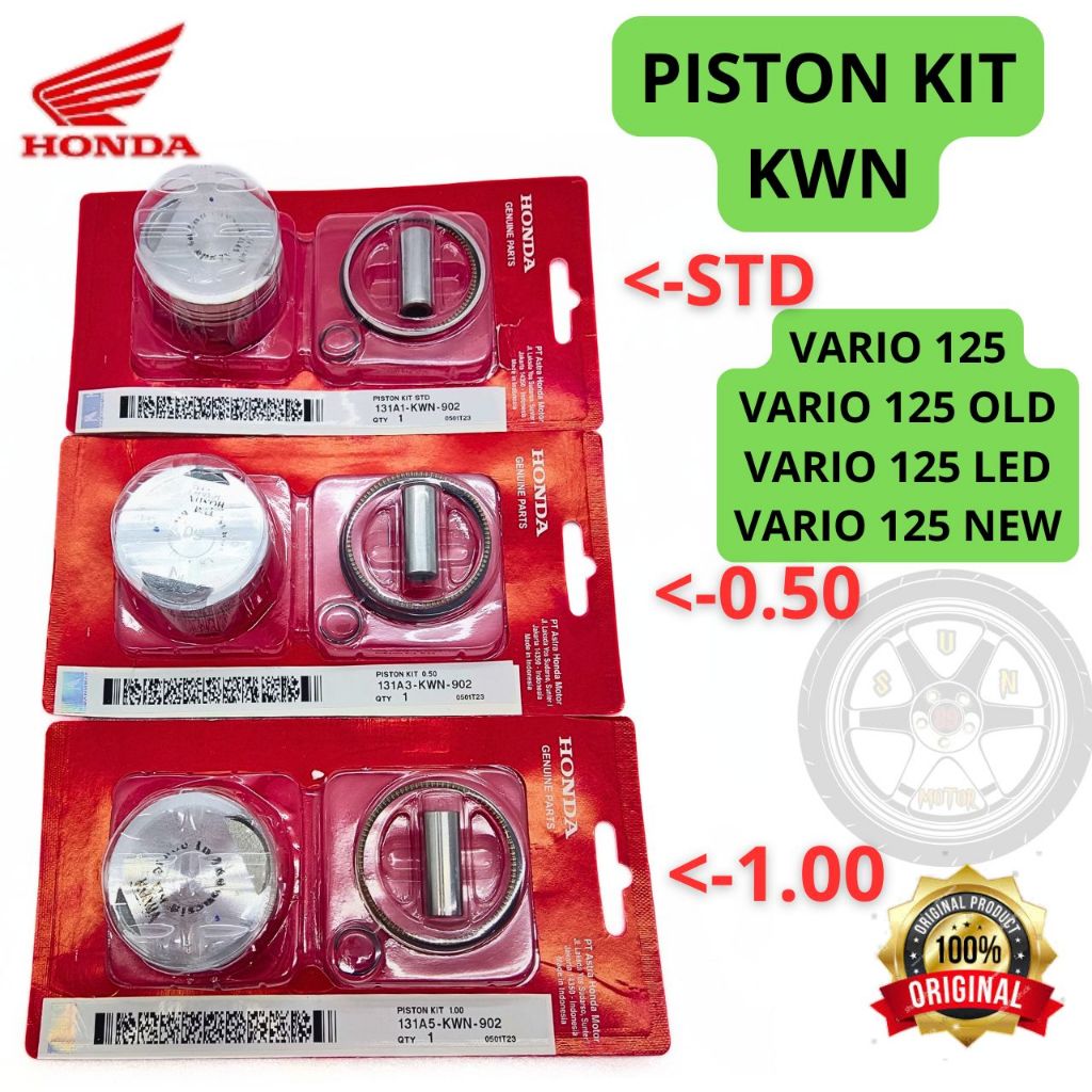 PISTON KIT KWN ORI 100% VARIO 125 , VARIO 125 OLD , VARIO 125 LED , VARIO 125 NEW ASLI ORIGINAL PRES
