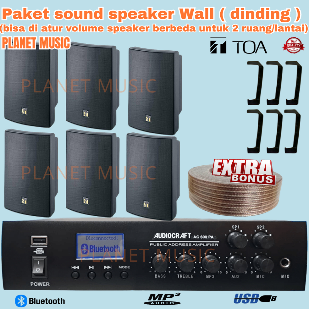 Paket Sound Musik Cafe 6 Titik Speaker TOA ZS-1030  Original Ampli Bluetooth