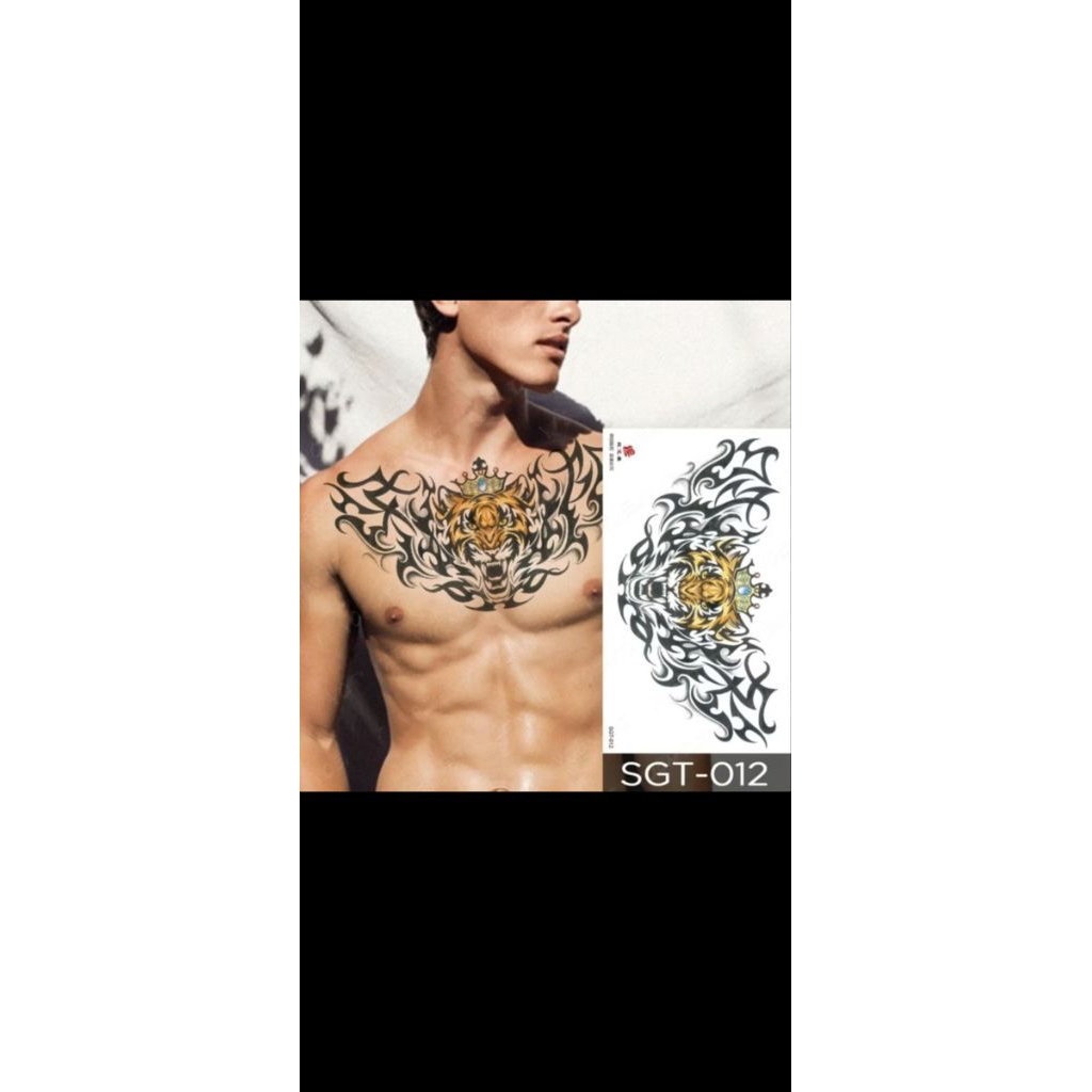 COD | Tatto temporer SGT 012 BESAR Harimau macan oren sangar keren sticker tatto tubuh lengan tangan