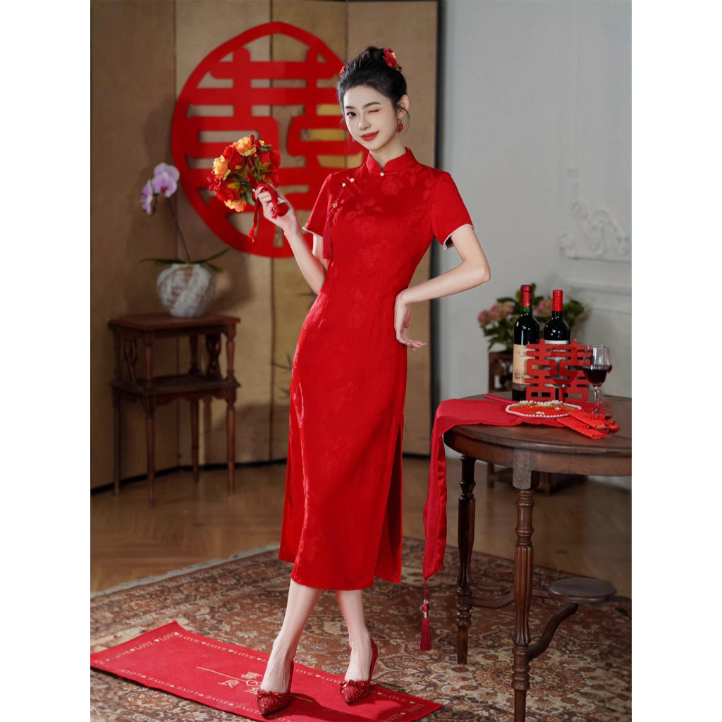 NEW ARRIVALS Long Dress Cheongsam 2026 / Dress Qipao mevvah bisa untuk sangjit/wedding