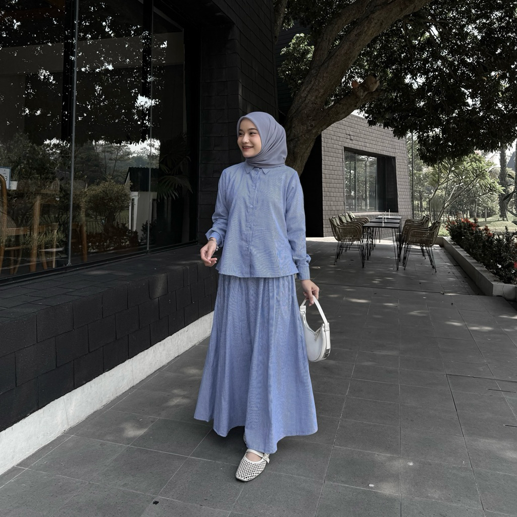 Efabric - Leona Oneset - One set Stripe - One set Rok - Atasan Wanita - Bawahan Wanita - Atasan Stri