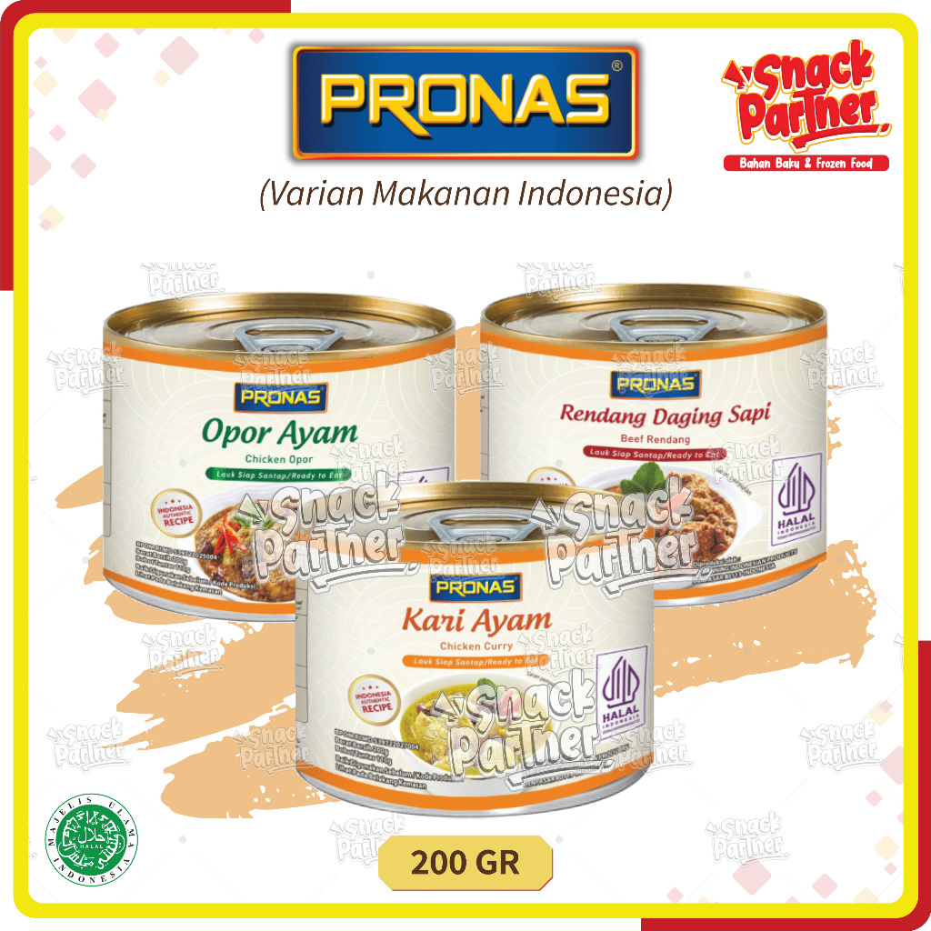 PRONAS MASAKAN INDONESIA 200 GR (Berat Bersih 140 GR) - Sapi Beef Rendang Opor Kari Ayam Kaleng 200 