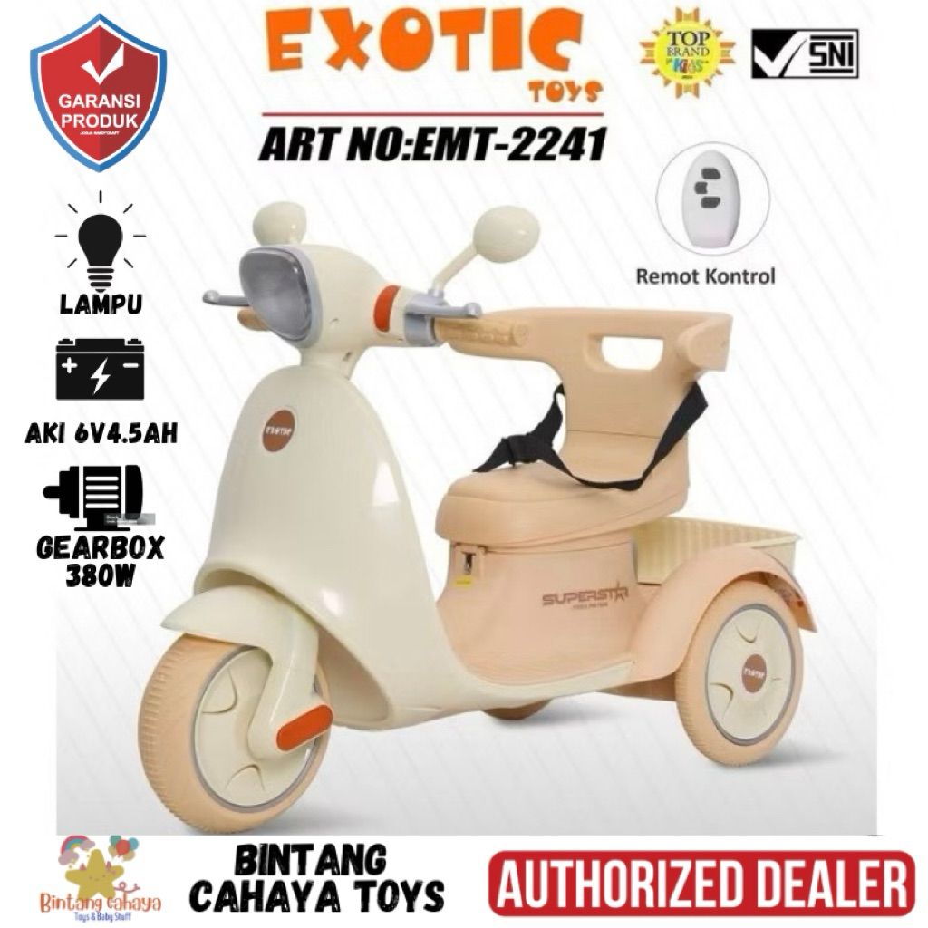 Motor Aki anak Exotic EMT 2241 sepeda motor listrik ada remote remot nya