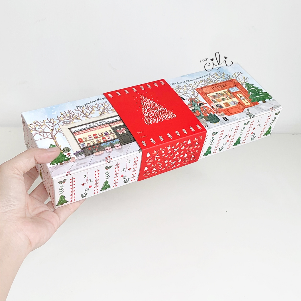 (BOX 30 x 10 x 5 cm NATAL) box kotak hampers brownies panjang natal/christmas (10 pcs)