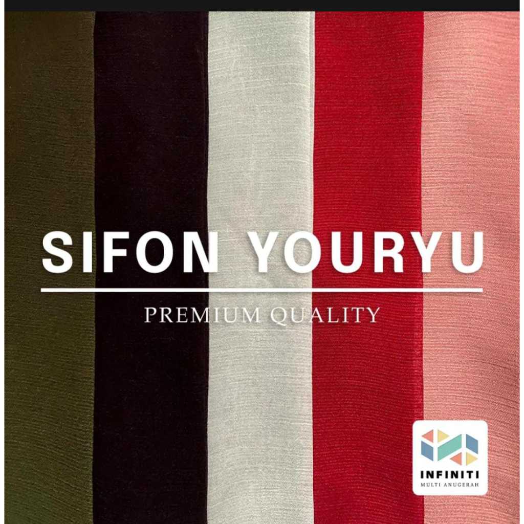 Kain Bahan Chiffone / Sifon Youryu polos , Lebar kain 120 cm , Premium Quality