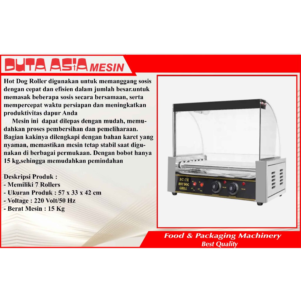 MESIN HOT DOG ROLLER (7 ROLLER)