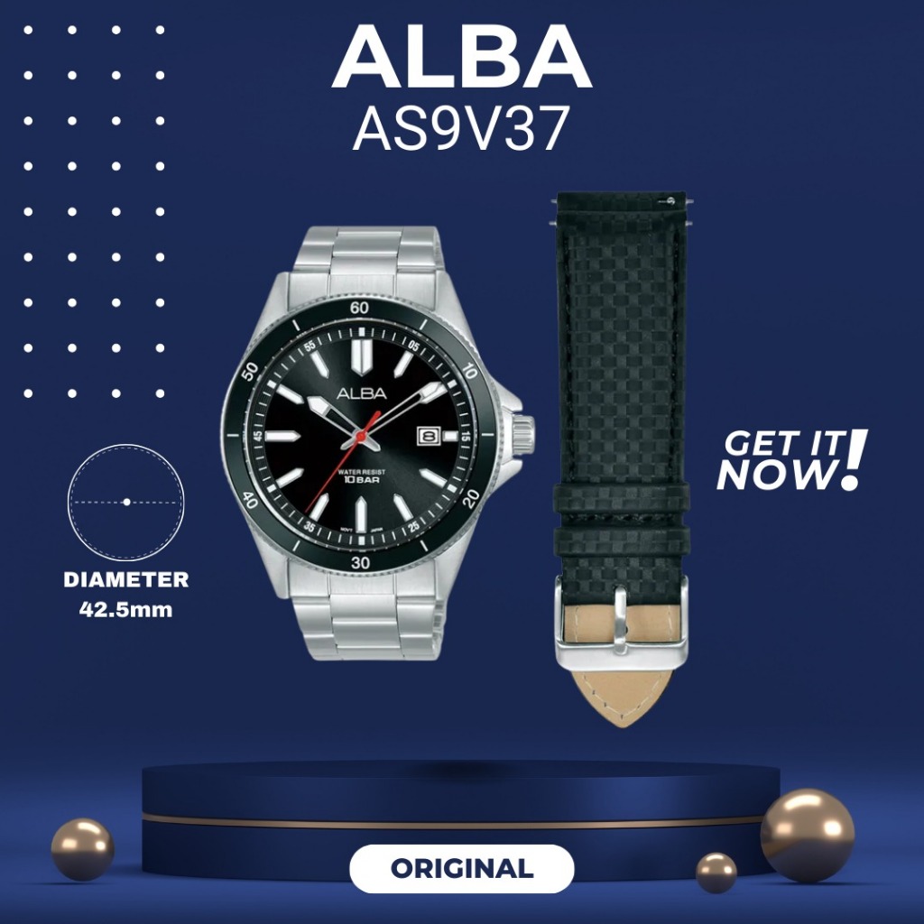 ALBA AS9V37 PRIA ORIGINAL JAM TANGAN COWOK ARLOJI COWOK FASHION