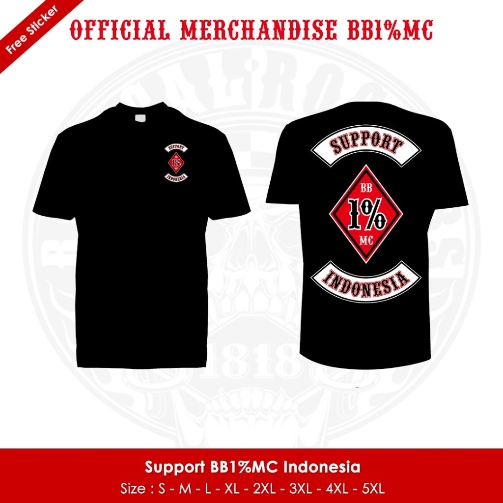 kaos baju Bikers Brotherhood 1% BB MC support indonesia full katun 100% adem casual
