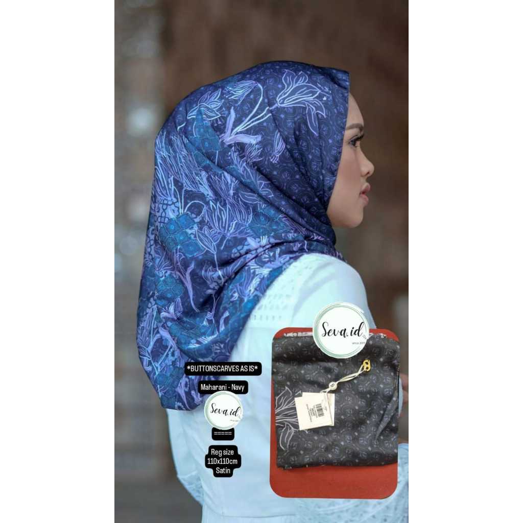 MODINITY Buttonscarves Sale BS Maharani Satin Square Navy Square AS IS Defect Minor