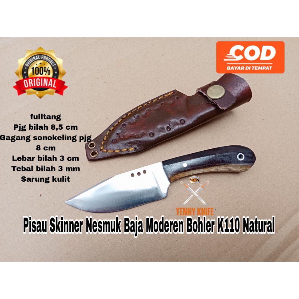Bohler K110 Fulltang Natural Skinner Nesmuk Premium / Pisau Seset Berkualitas / Pisau Camping / Pisa
