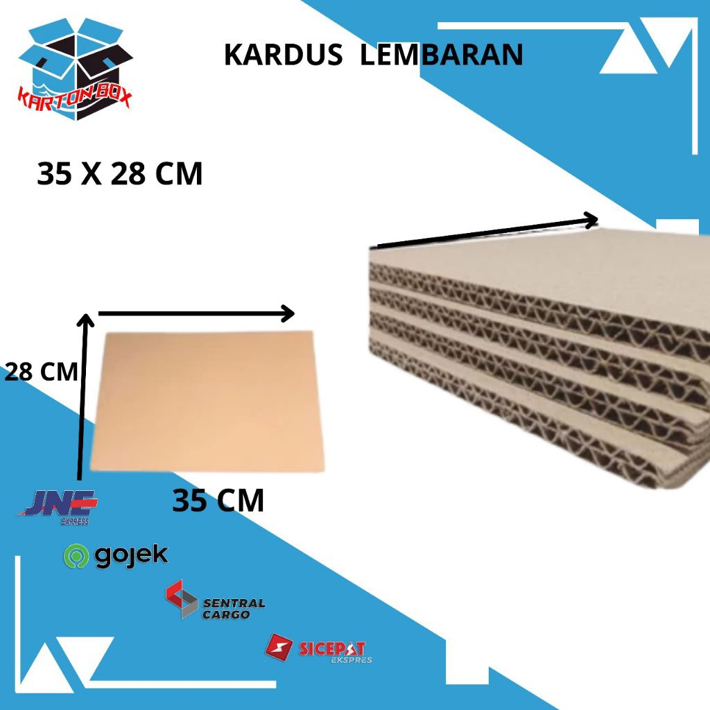 Karton Kardus Lembaran Sheet 35x28 CM Double Wall