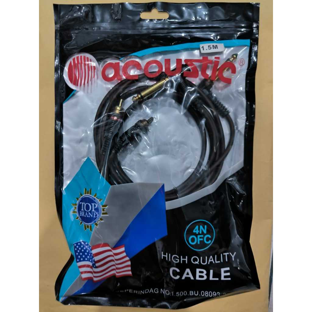 Kabel Audio Mixer Jack 2 Akai Mono TO 2 RCA 1,5 M Acoustic / Kabel Akai To Rca 2-2 Rca To Akai Mono