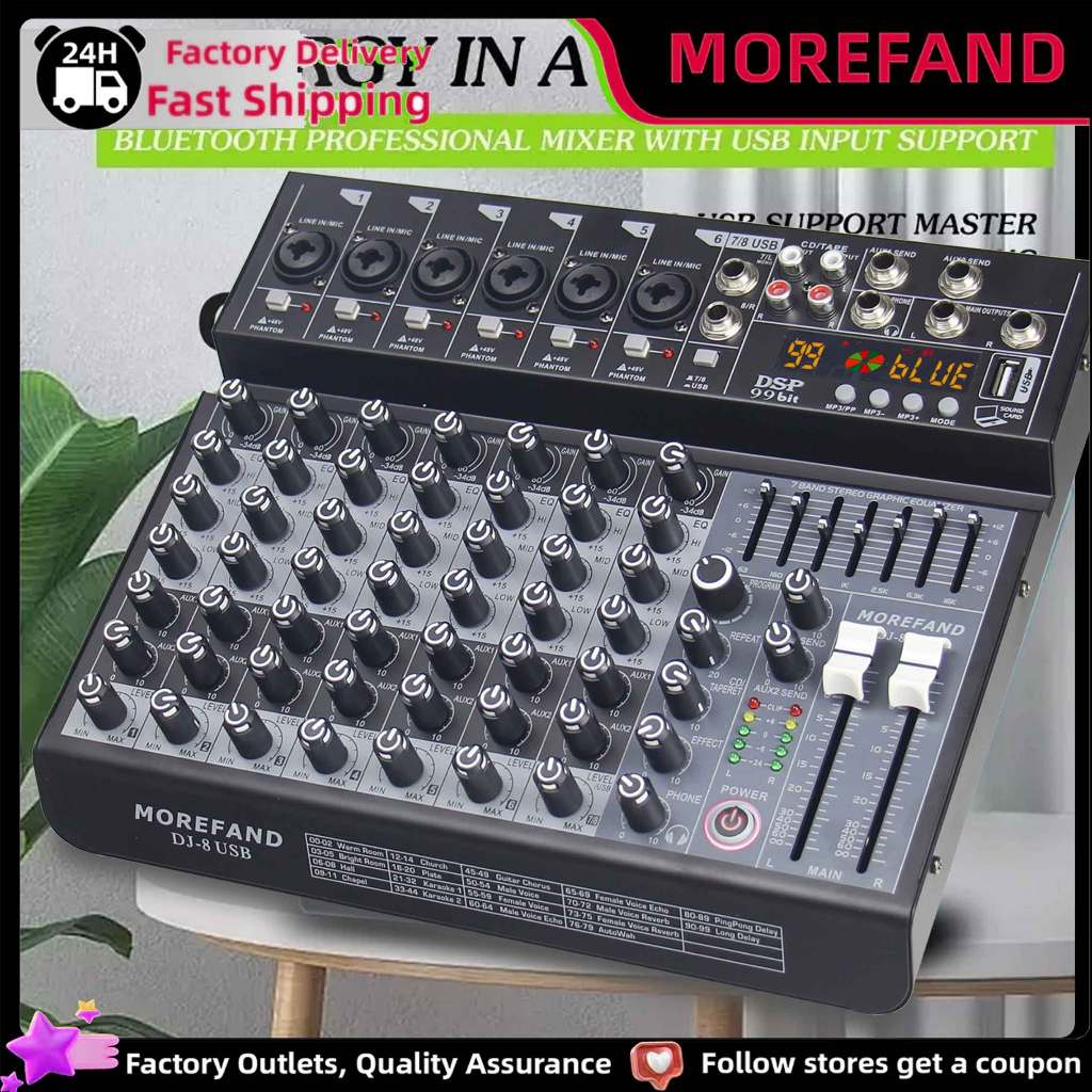 MOREFAND AUDIO Mixer 4 chanel /mixer audio/mixer 4 chanel termurah /mixer mini/ Amplifier Bluetooth 