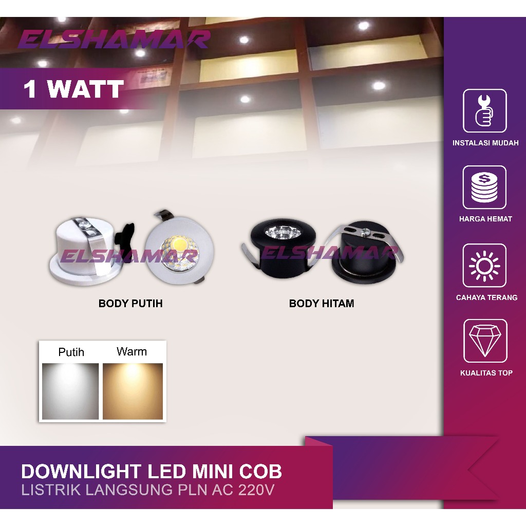 Lampu Downlight LED Mini 1W COB Spotlight Plafon Ceiling Hias Lemari Dinding