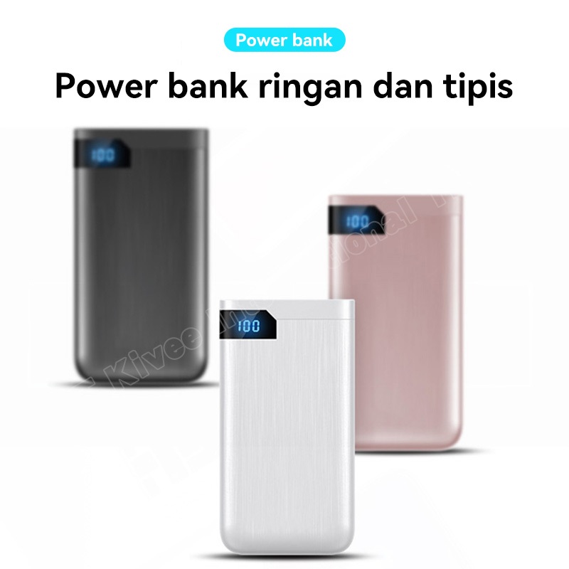 KIVEE Powerbank Portabel Tipis 5000mAh Dengan Layar LCD Digital iphone OPPO Short Trip Picnic Chargi