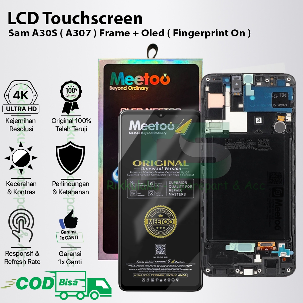 LCD SAM A30S / A307 - OLED + FRAME (FINGERPRINT ) FULLSET COMPLETE