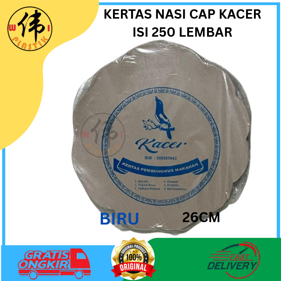 Kertas nasi bunga biru untuk tatakan piring isi sekitar 150lembar