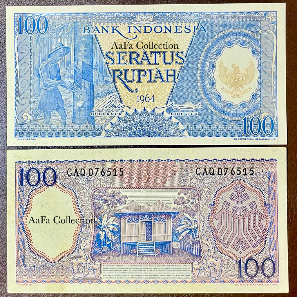 UANG KERTAS KUNO 100 SERI PEKERJA BIRU 1964