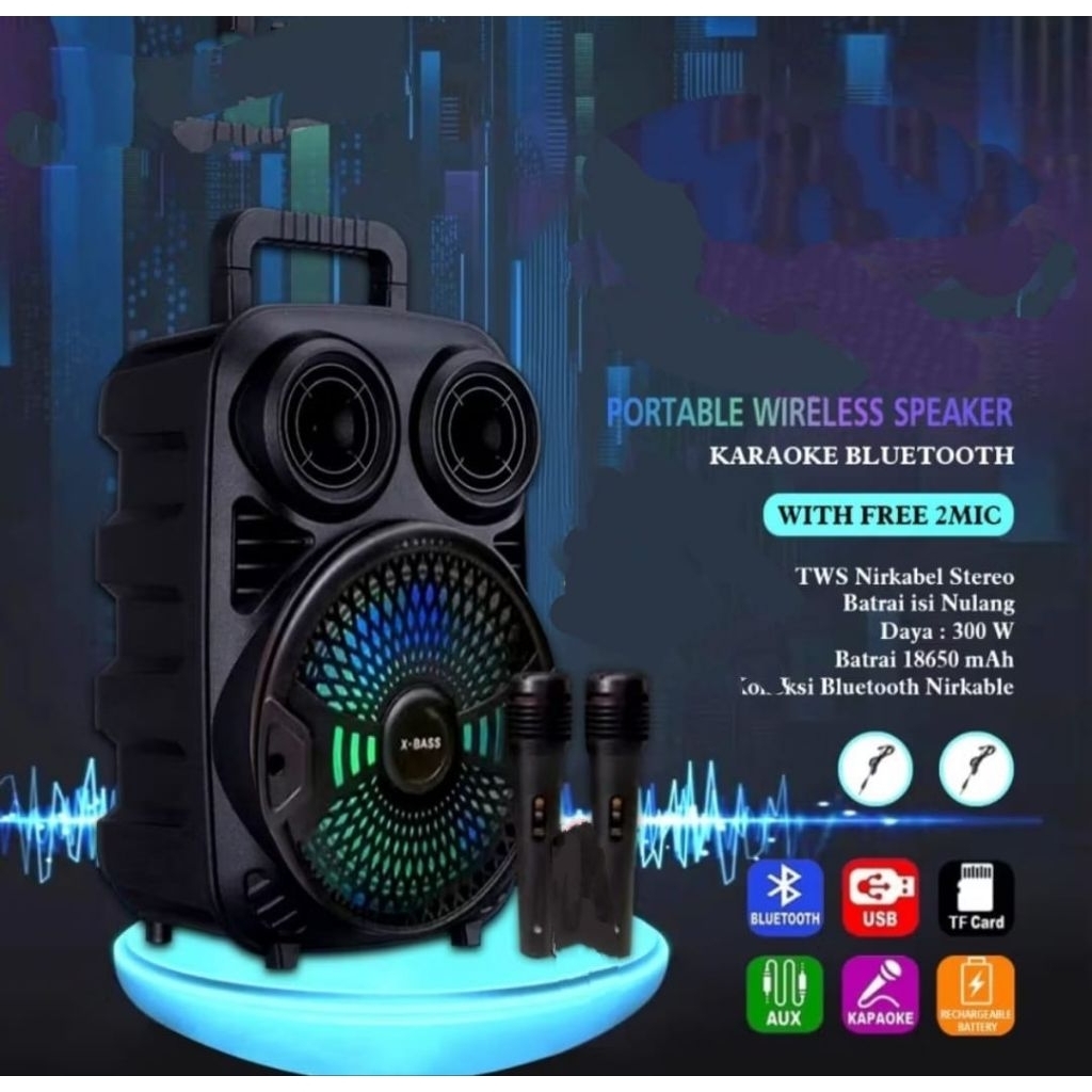 Speaker Bluetooth 3381Baru Plus Mic 2 Karaoke Speaker SQRS885