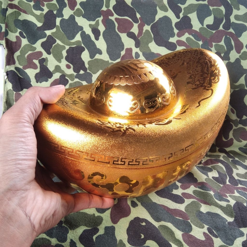 Pajangan Yuan Bao Imlek Tionghoa Wadah kerajaan cina Koin Keberuntungan Cina Uang Emas Tail Lambang 