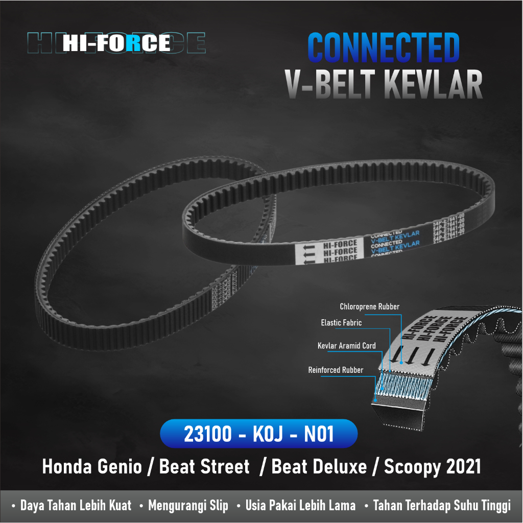 CONNECTED V-BELT KEVLAR HONDA GENIO BEAT STREET BEAT DELUXE SCOOPY 2021 K0J H4R HI-FORCE