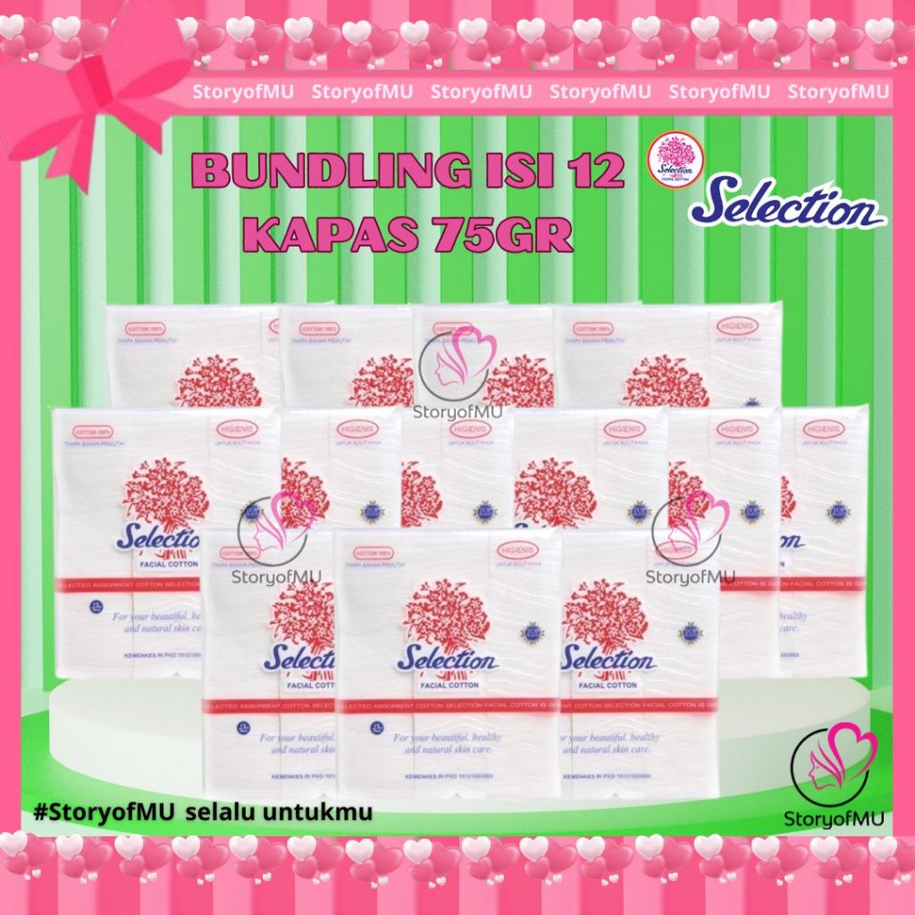 ❤️ StoryofMU ❤️ [12pcs] GROSIR LEBIH MURAH kapas selection 75gr - Kapas Wajah