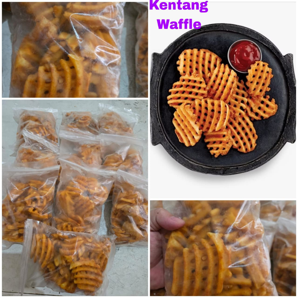 Kentang waffle frozen/ kentang waffle berbumbu 250gr / Waffle french fries 250gr