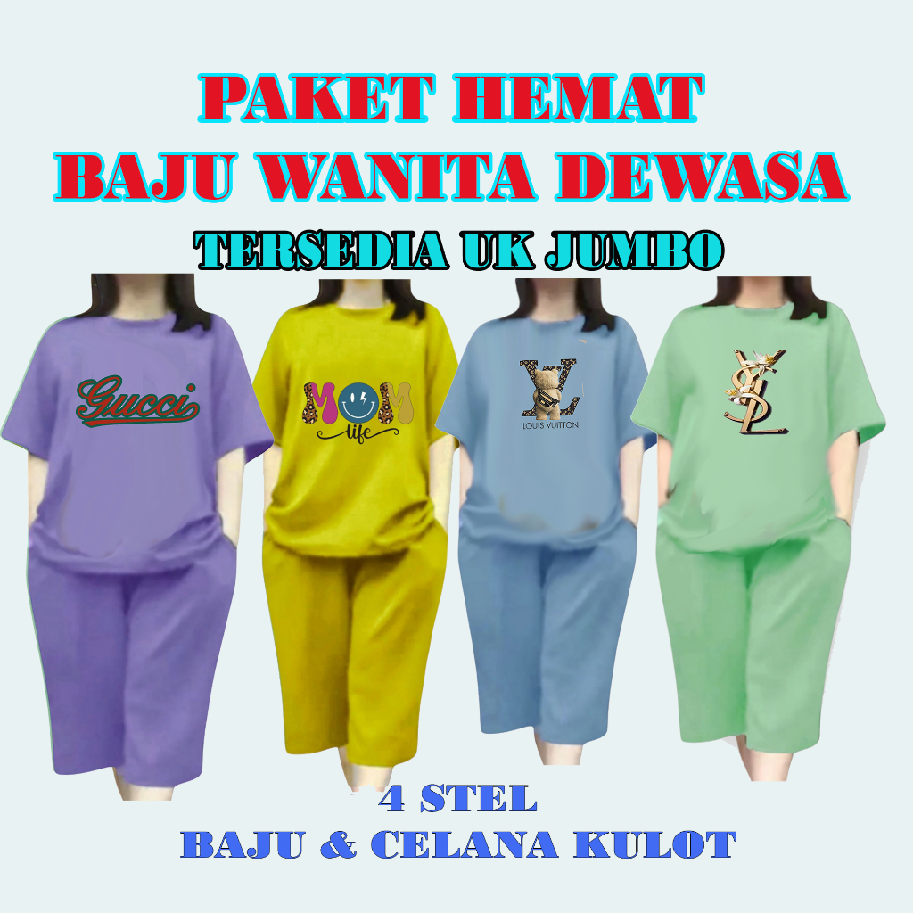 Setelan Baju Tidur Wanita Korea Style + Celana Kulot Bagus