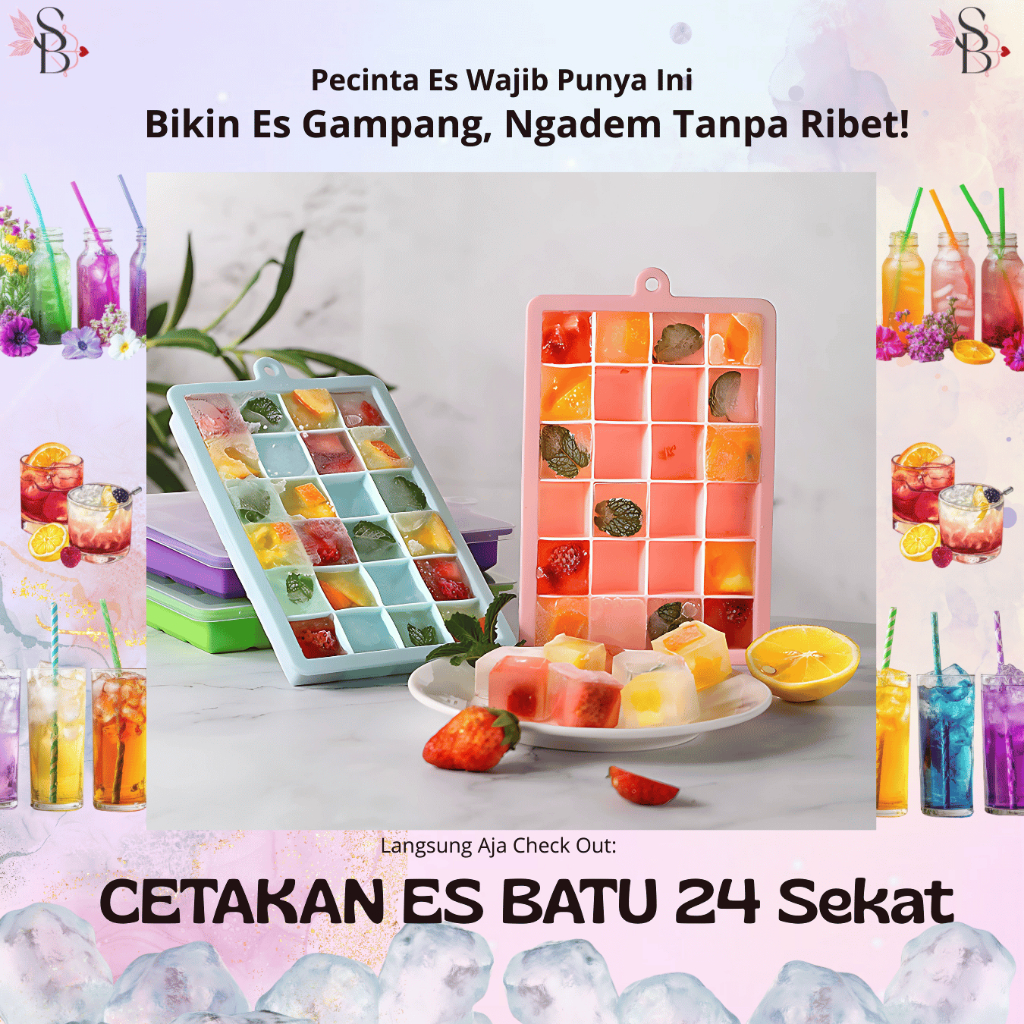 Cetakan Es Batu Silikon 24 Cube / Cetakan Es Batu Silikon kotak / TEMPAT ES BATU SILIKON