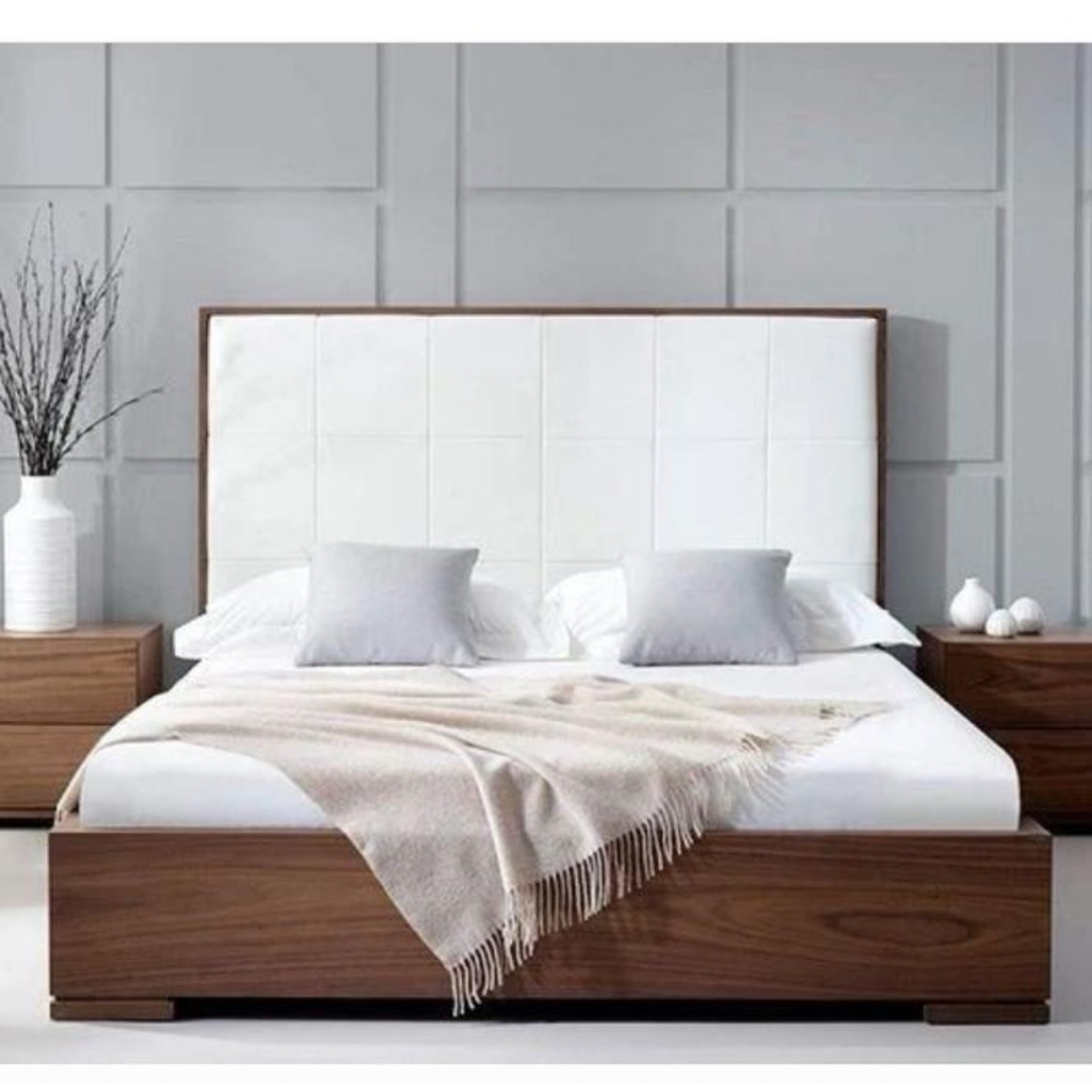 tempat tidur minimalis sandaran royal foam kayu jati premium