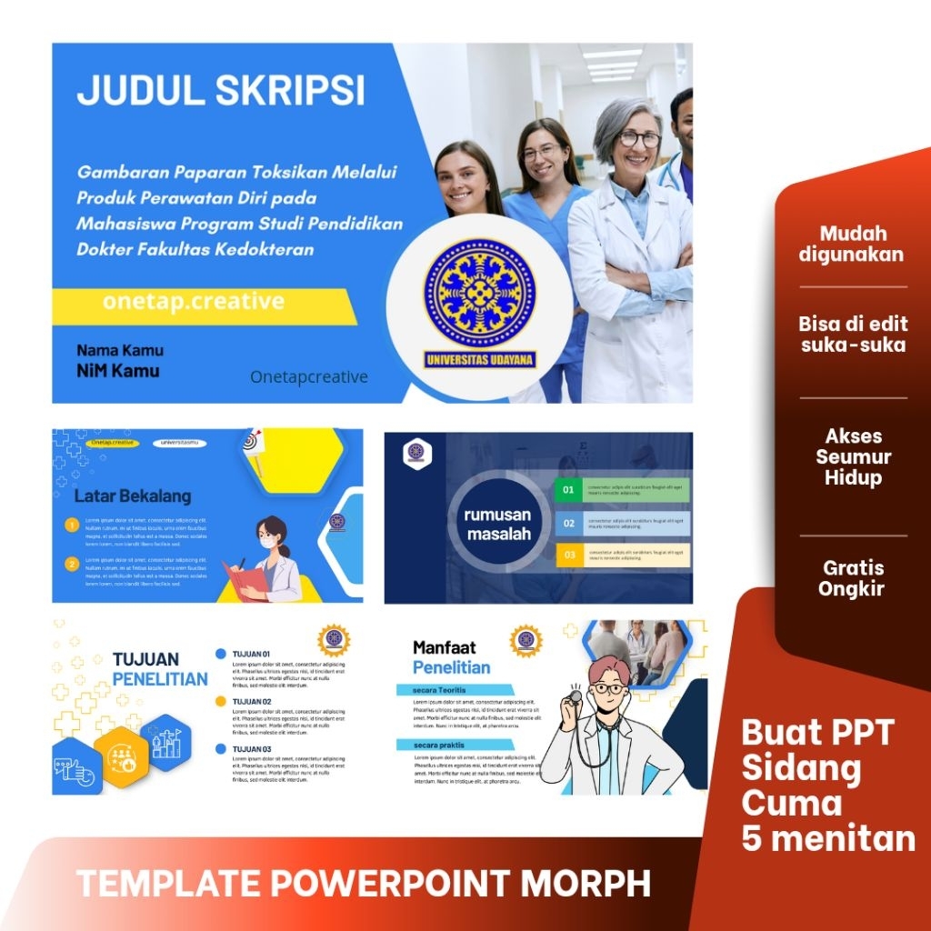 Onetapcreative - Template Powerpoint Morph Sidang Skripsi PPT Sempro Semhas | TEMPLATE PPT PREMIUM P