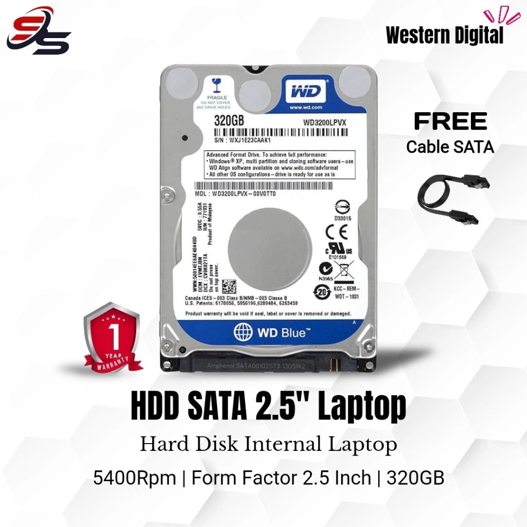 Hardisk 320GB WD Blue Internal 2.5 Sata Baru Promo HDD Laptop 320GB