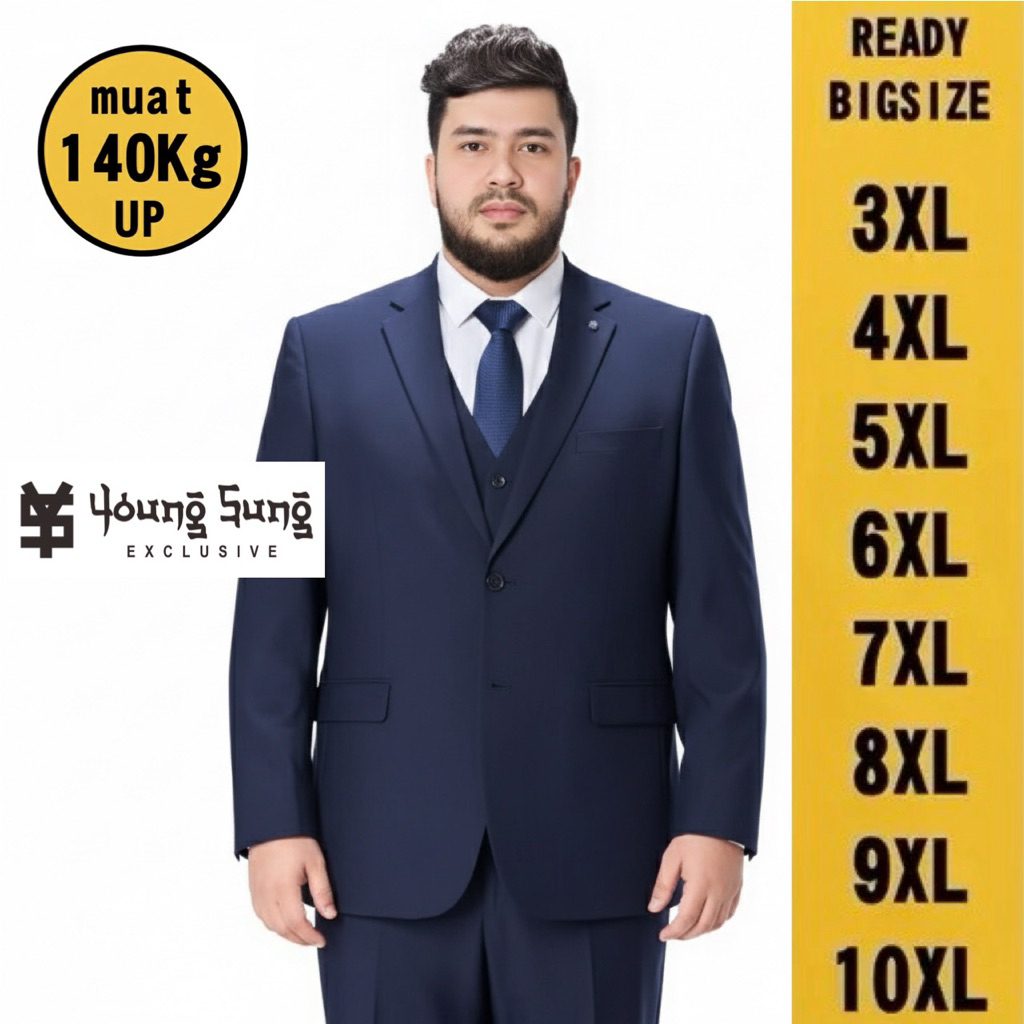 Youngsung Exclusive - Jas Pria Biru Kelautan Navy Dongker Dark Blue Jangkar Abu Gajah XL XXL XXXL 4X