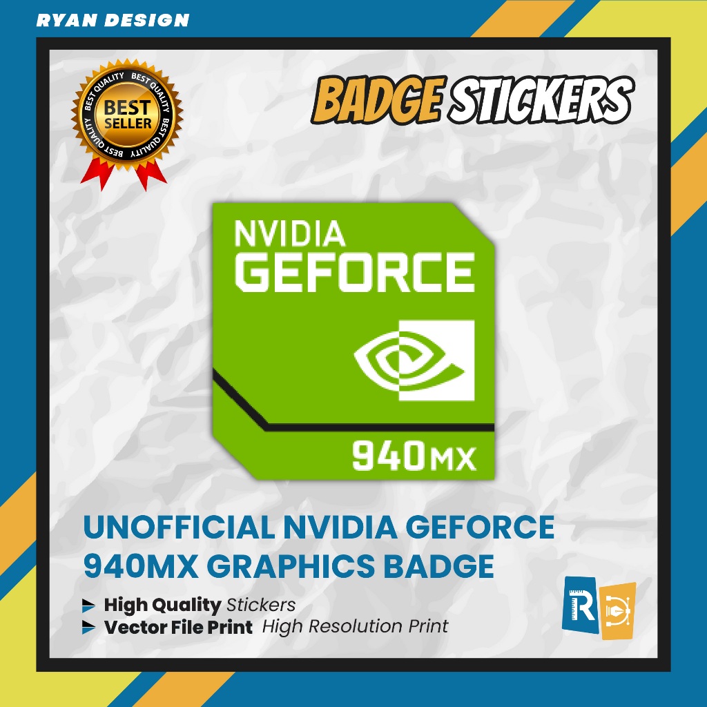 Sticker Logo Nvidia Geforce 940 MX Sticker Badge Graphics Card (Unofficial)