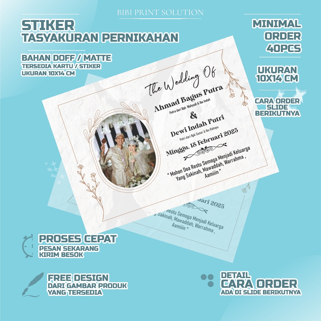 Sticker Pernikahan Wedding Unduh Mantu Bahan Glossy / Kilap