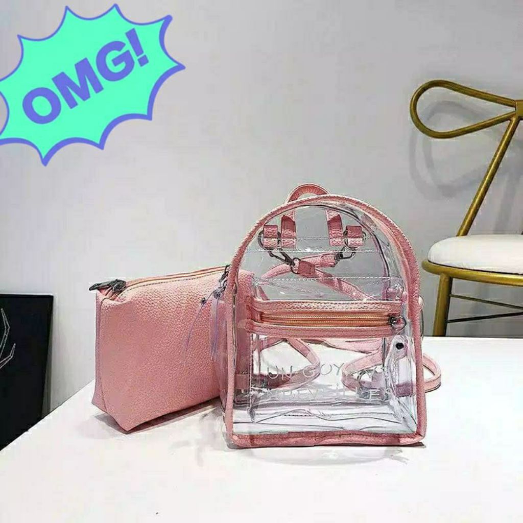 TAS RANSEL TRANSPARAN GOYAVE~TAS GOYAVE~BACKPACK FASHION WANITA~TAS RANSEL WANITA~TAS TRANSPARAN PVC