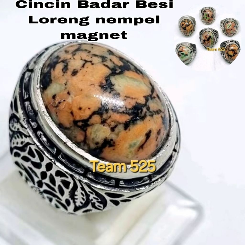 Cincin batu badar besi loreng tentara nempel magnet kuat asli original / cincin pria aktif Ring Akik
