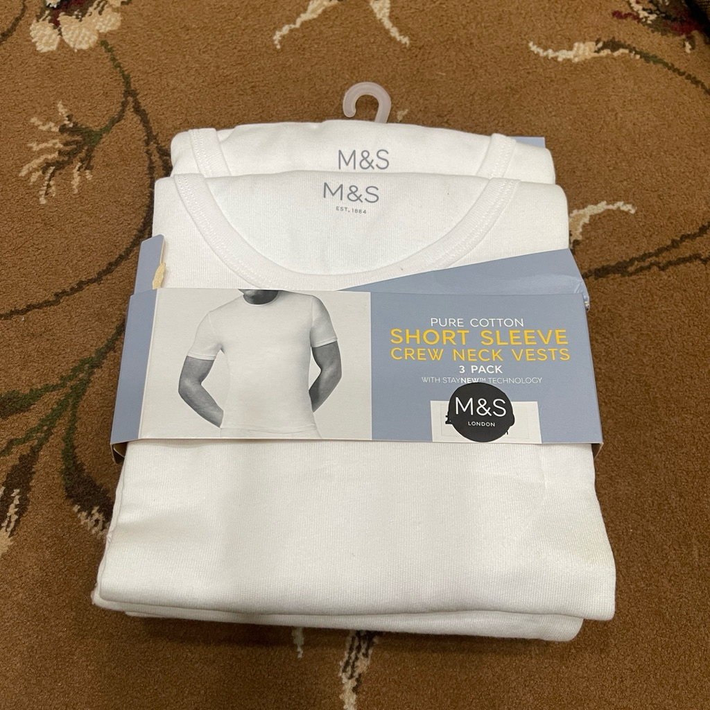 Marks and Spencer SHORT SLEEVE CREW NECK VESTS Pure Cotton 2XL Baju Bigsize pria jumbo
