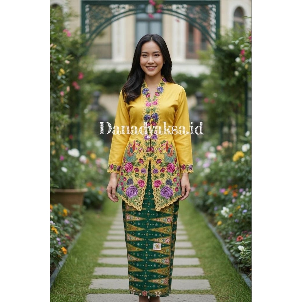 DN-Kebaya Encim Jumbo Ld 130 // Kebaya Encim Bordir Merak Moderen // Setelan Kebaya Encim Katun Bord