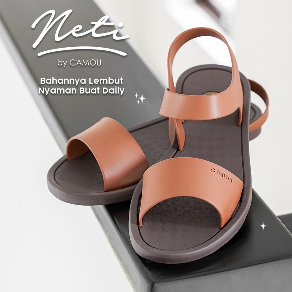 Sepatu Sandal Wanita Dewasa Model Terbaru CAMOU NETI PUMPKIN Sendal Cewek Karet Anti Slip Kondangan 